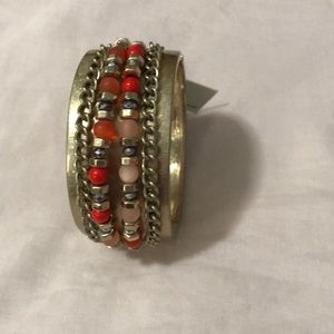 Beaded gold cuff